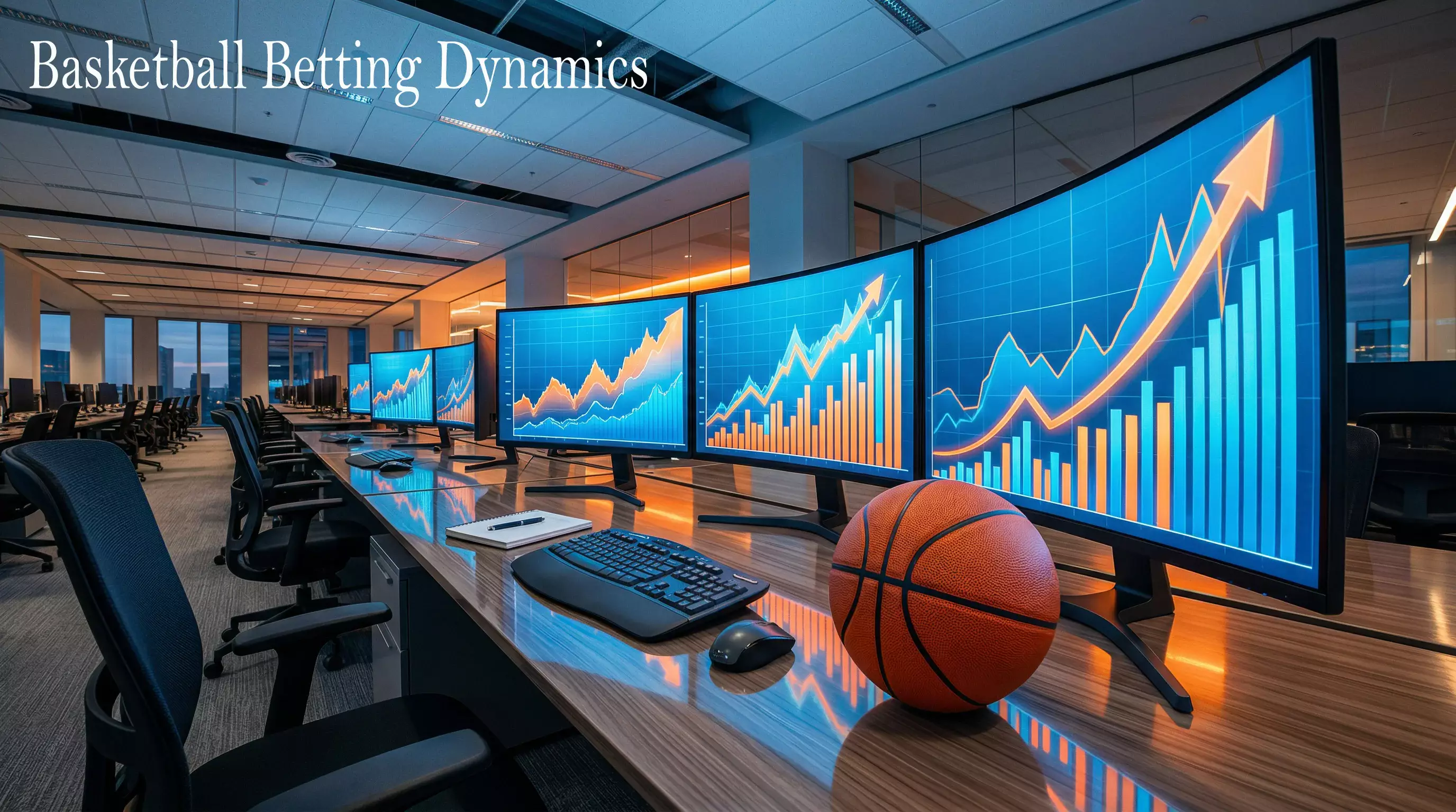 Pantalla de trading con graficos de crecimiento del mercado de apuestas deportivas NBA