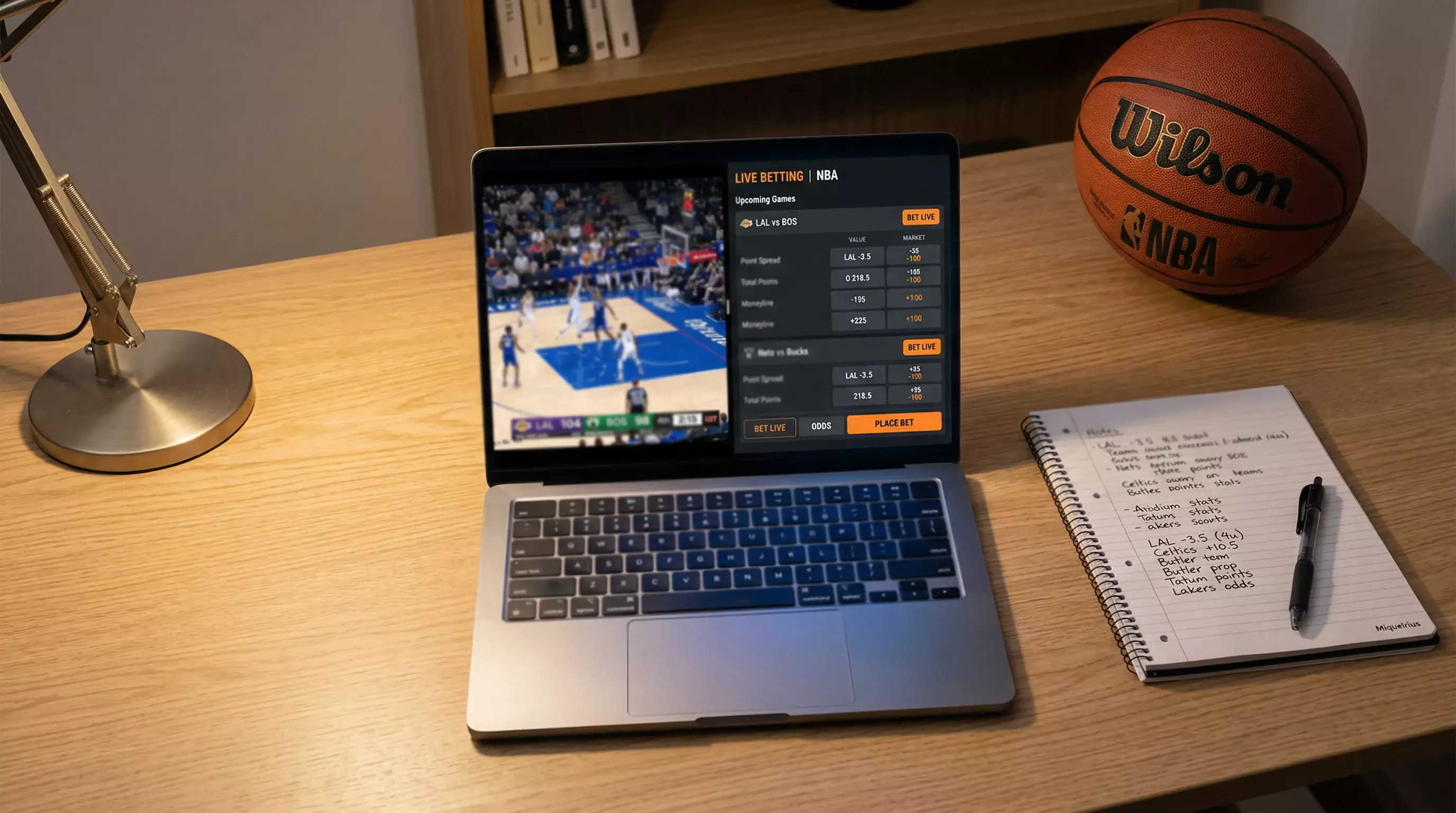Tablero de resultados NBA con multiples mercados de apuestas activos durante un partido de Finales